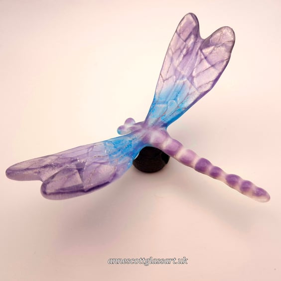 Handmade Fused Glass Dragonfly Garden Stake “Dorothy “