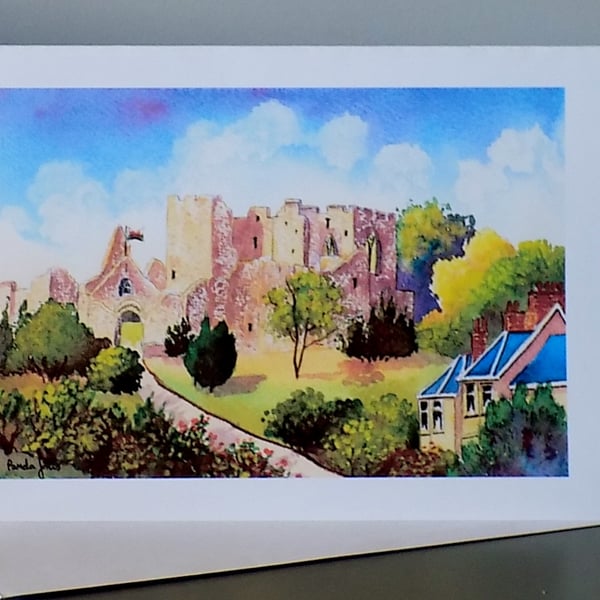 Art Greetings Card, Oystermouth Castle, Mumbles, Wales, Blank, A5