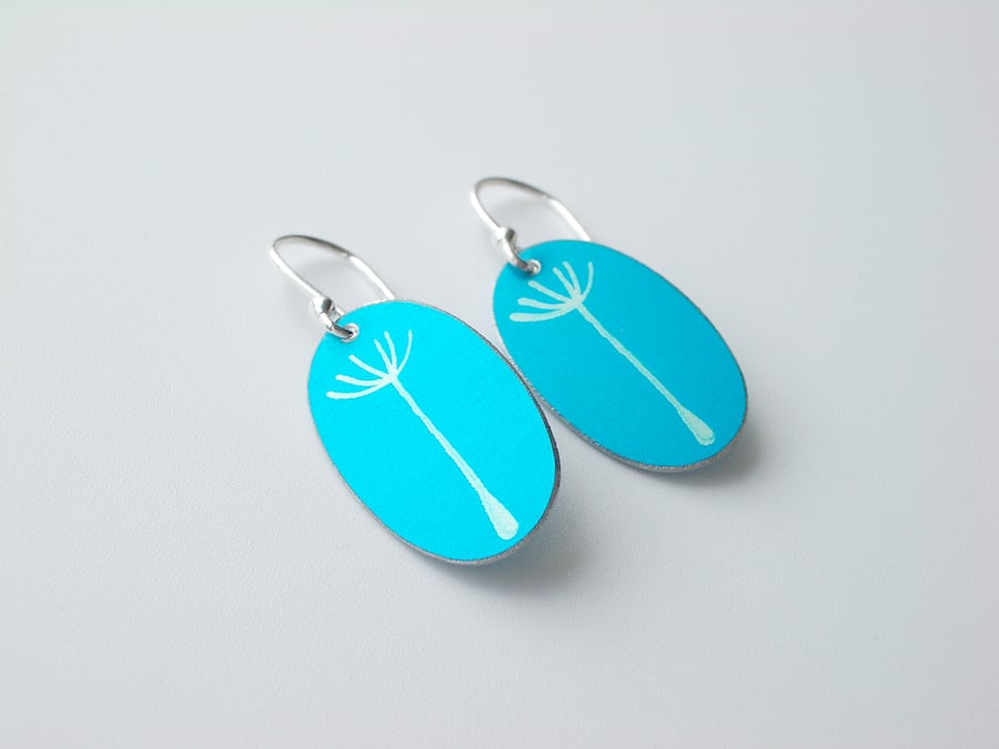 Dandelion oval earrings in blue turquoise