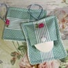 SALE - Green Stripe, Roses and Lace Soap Holder PB2