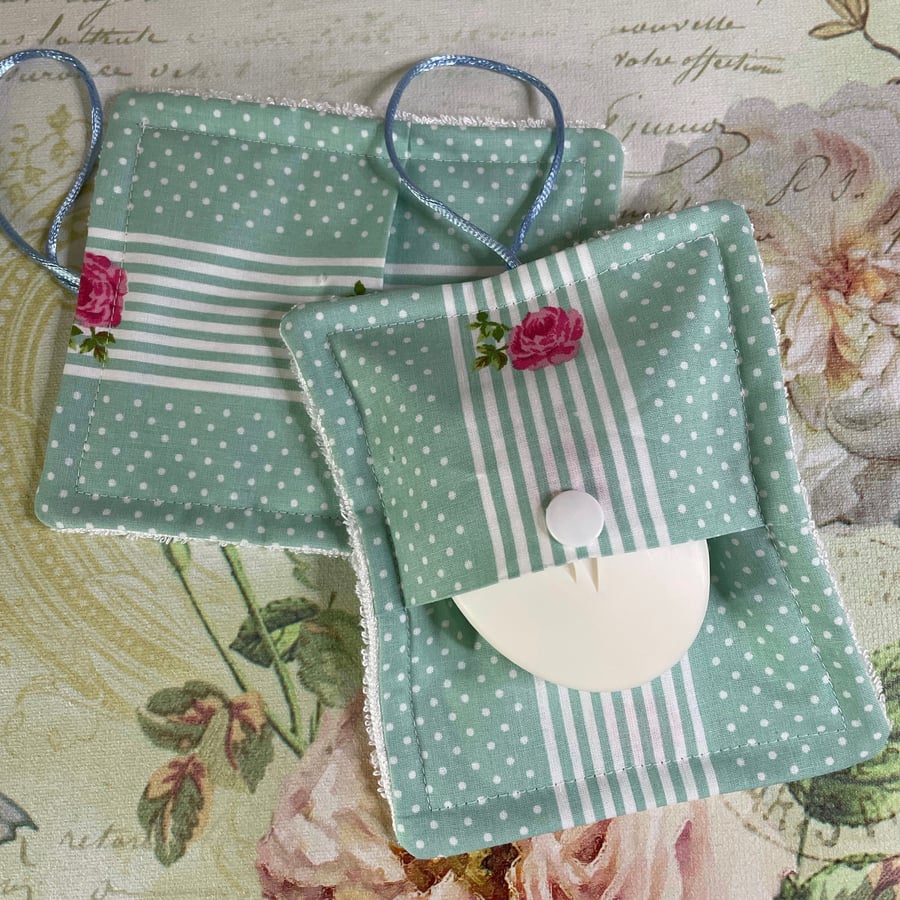 SALE - Green Stripe, Roses and Lace Soap Holder PB2