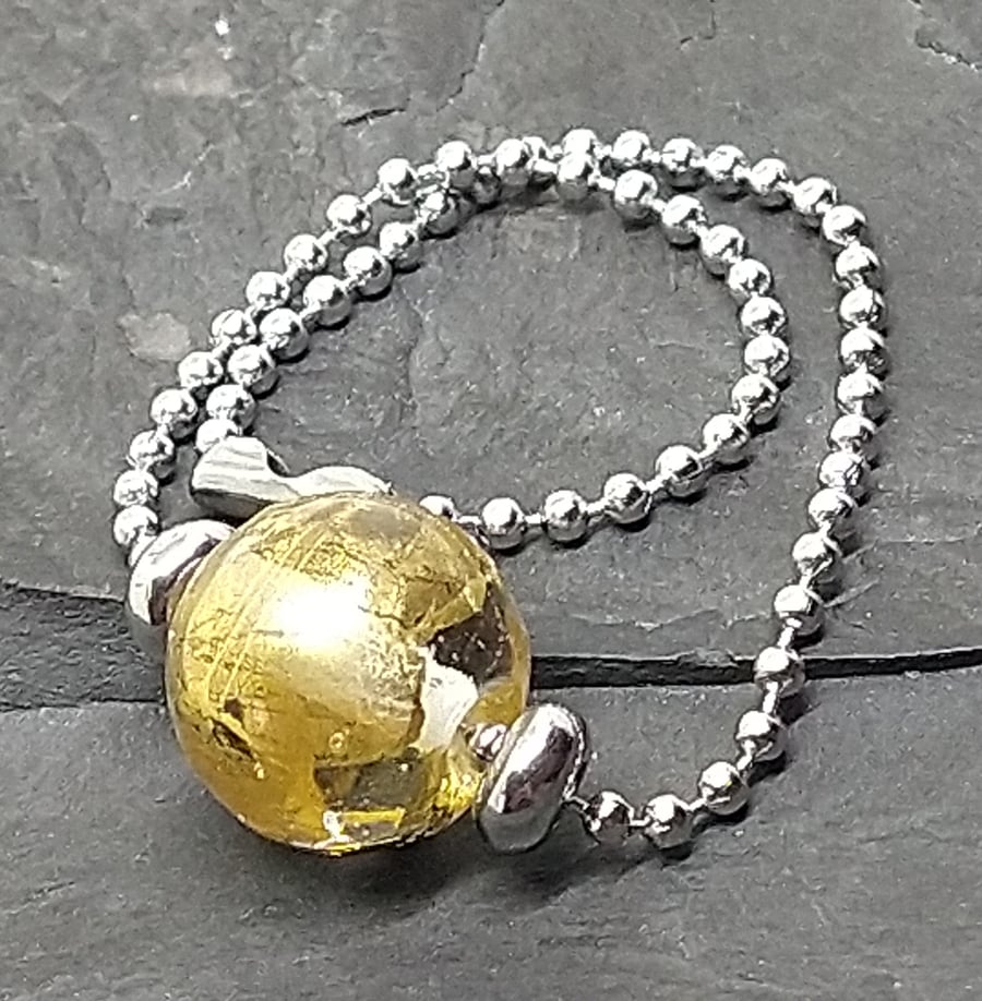 Golden Orb bracelet - 23K Gold accent glass bead bracelet lampwork