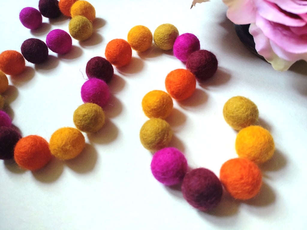 Felt Ball Garland, Carnival Colours, Eclectic Bohemian Interiors, Maximalism 