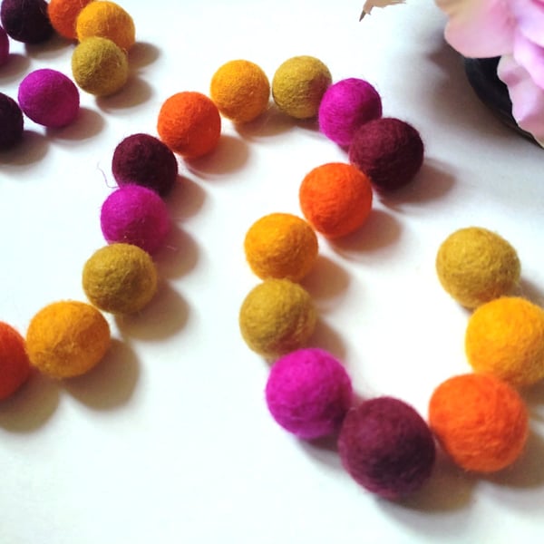Felt Ball Garland, Carnival Colours, Eclectic Bohemian Interiors, Maximalism 