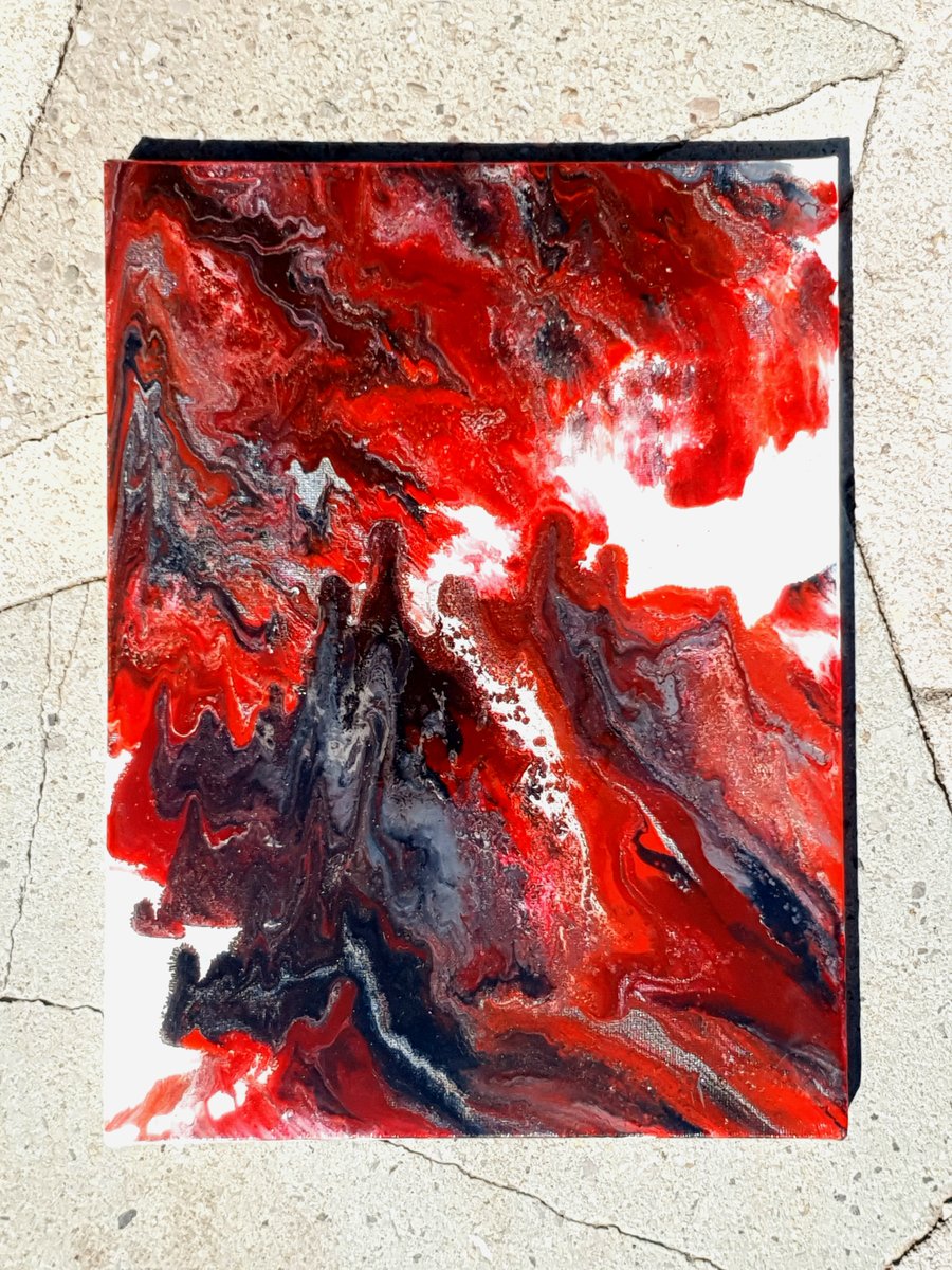 Acrylic pouring red
