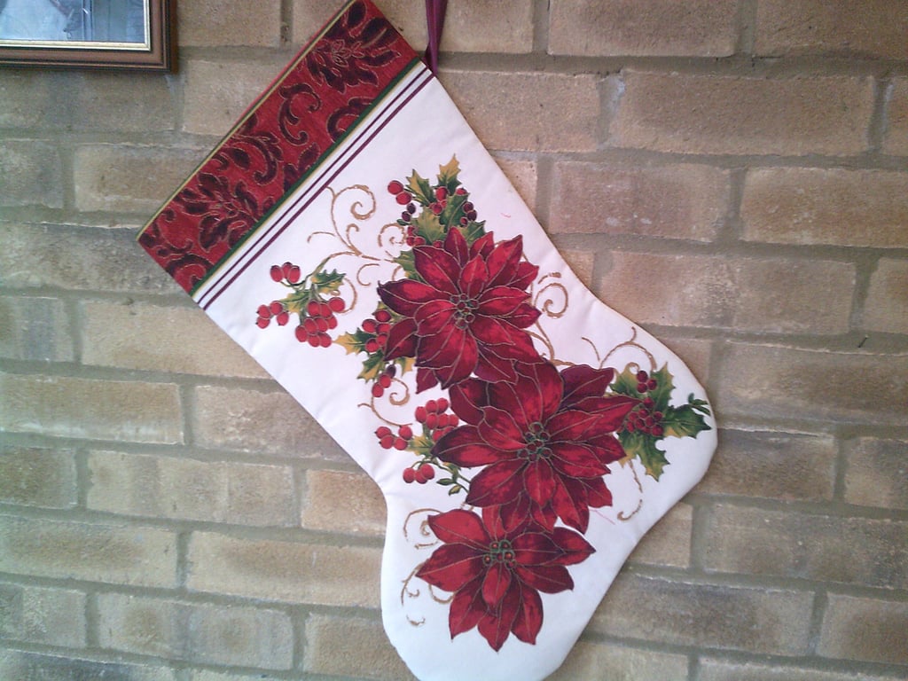 Red Poinsettia Christmas Stocking