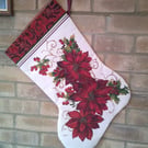 Red Poinsettia Christmas Stocking