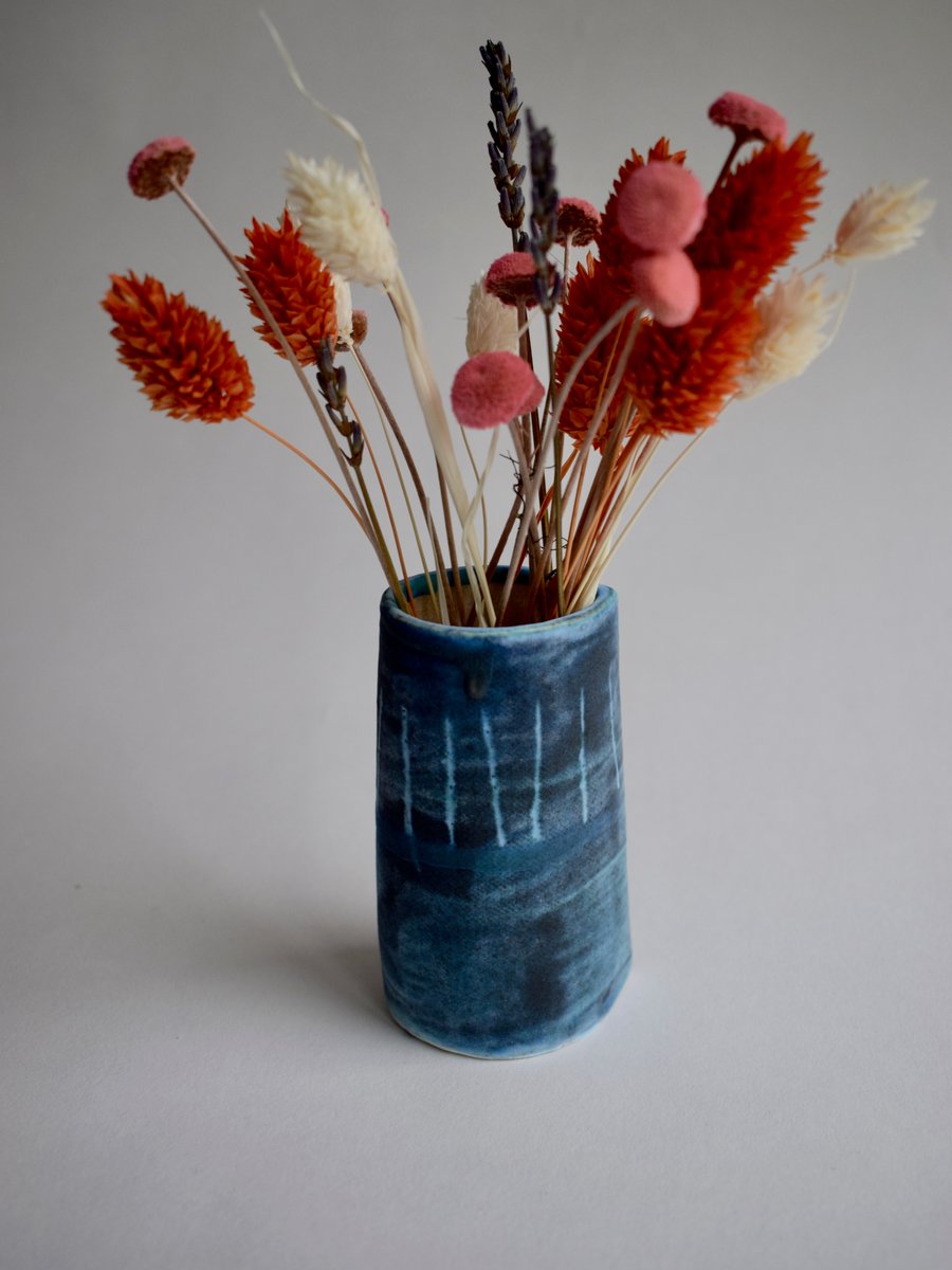 Blue Ceramic Vase for Flowers