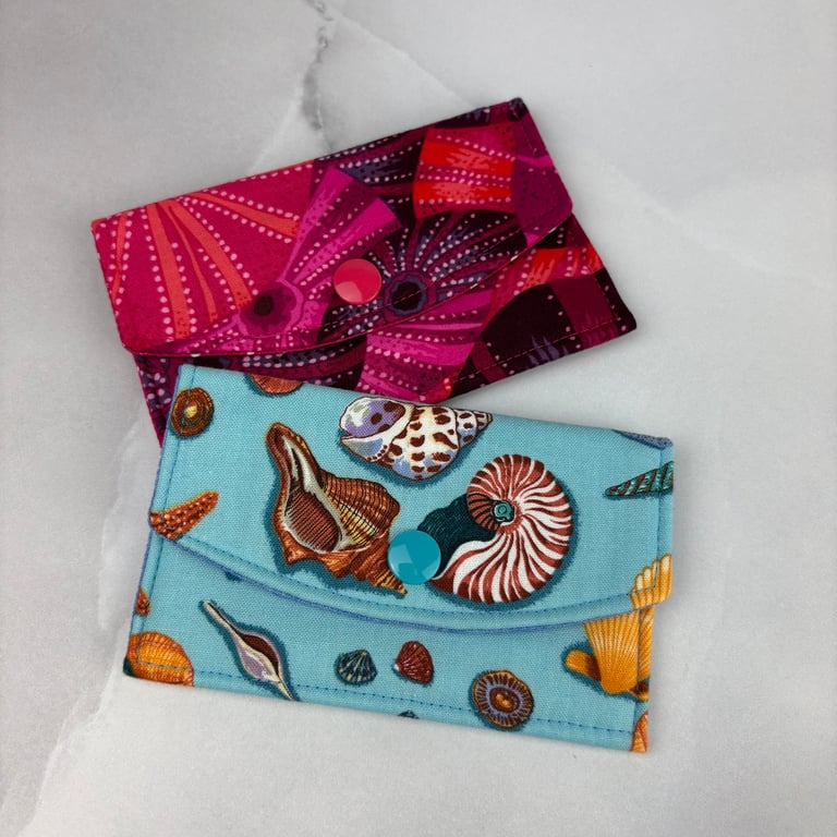 Shells card case, Urchins travel pass holder, 2 pattern options, Handmade