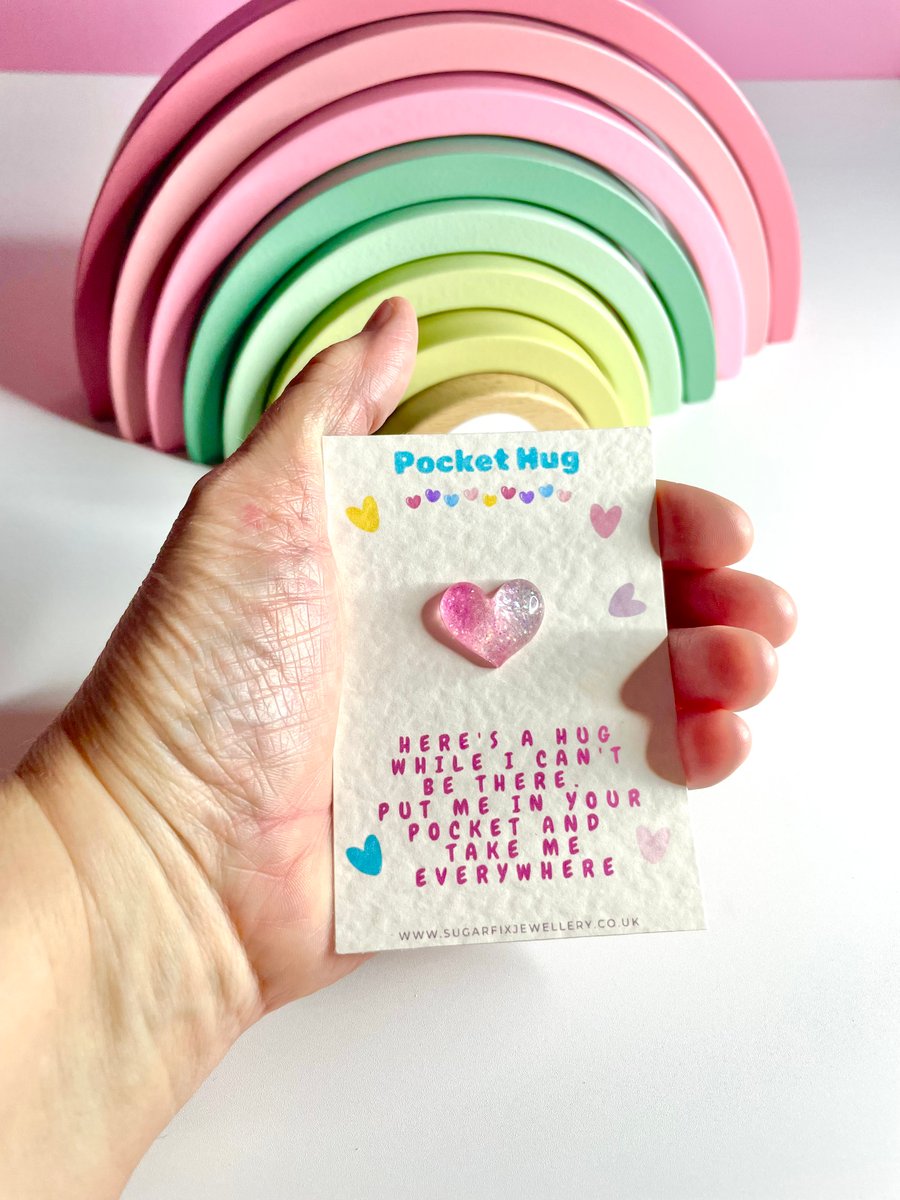 Pink Pocket Hug Love Heart Keepsake Token Letter Box Gift