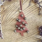 Boho Bead Handmade Christmas Tree Decoration Leather With Bell