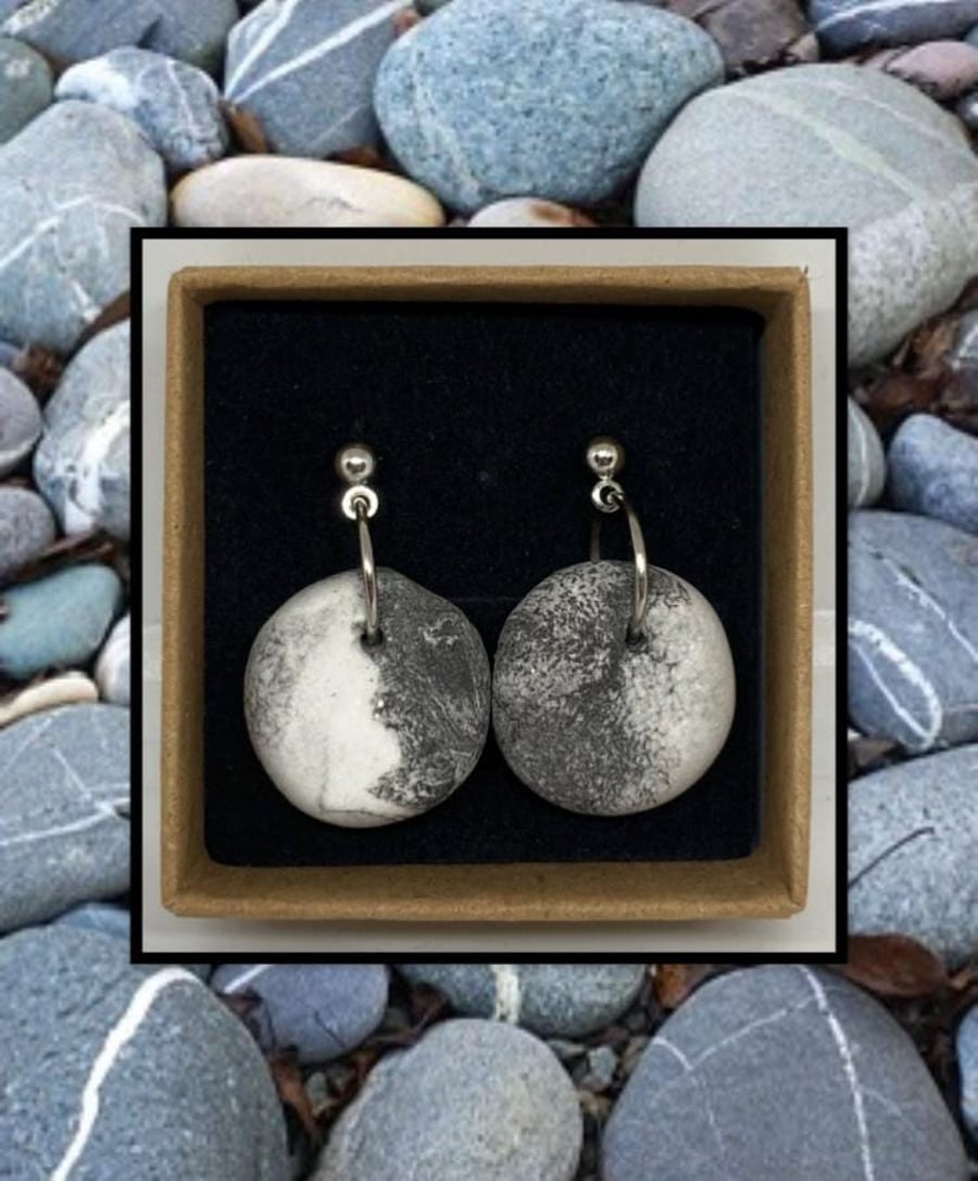 Beach stone lightweight clay earrings