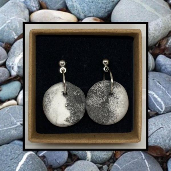 Beach stone lightweight clay earrings
