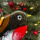 Sparkly Fused Glass Robin