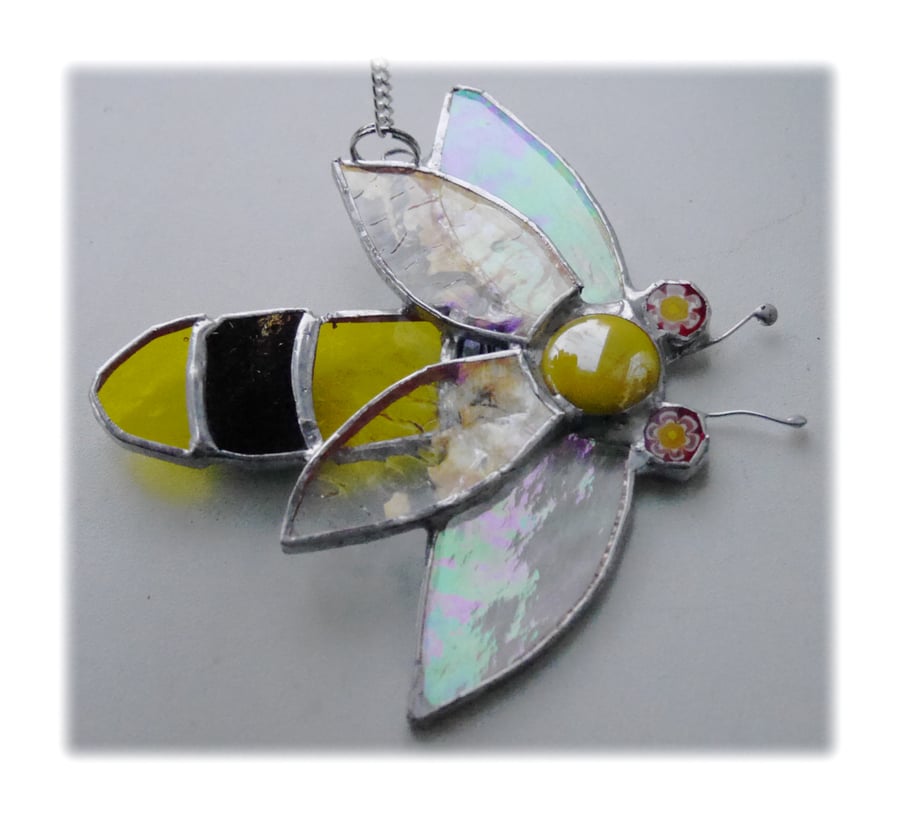  Bee Suncatcher Stained Glass Bumble Queen 022