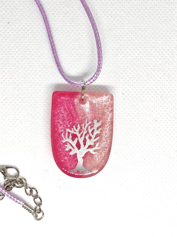 Hand-Painted Tree of Life Resin Necklace: Boho Spiritual Jewelry
