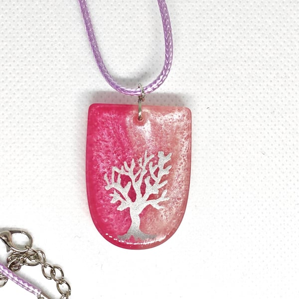 Hand-Painted Tree of Life Resin Necklace: Boho Spiritual Jewelry
