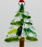 Handmade Fused Glass Xmas Tree Hanging Christmas Decoration  - Image 1