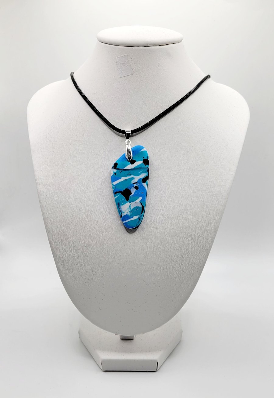 Asymmetrical Polymer Clay Pendant Necklace, Abstract Artisan Statement Jewellery