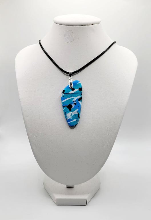 Asymmetrical Polymer Clay Pendant Necklace, Abstract Artisan Statement Jewellery