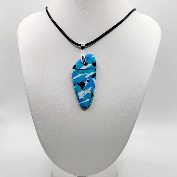 Asymmetrical Polymer Clay Pendant Necklace, Abstract Artisan Statement Jewellery