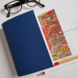 Blue Leather Chiyogami Notebook or Journal, A6, sketchbook