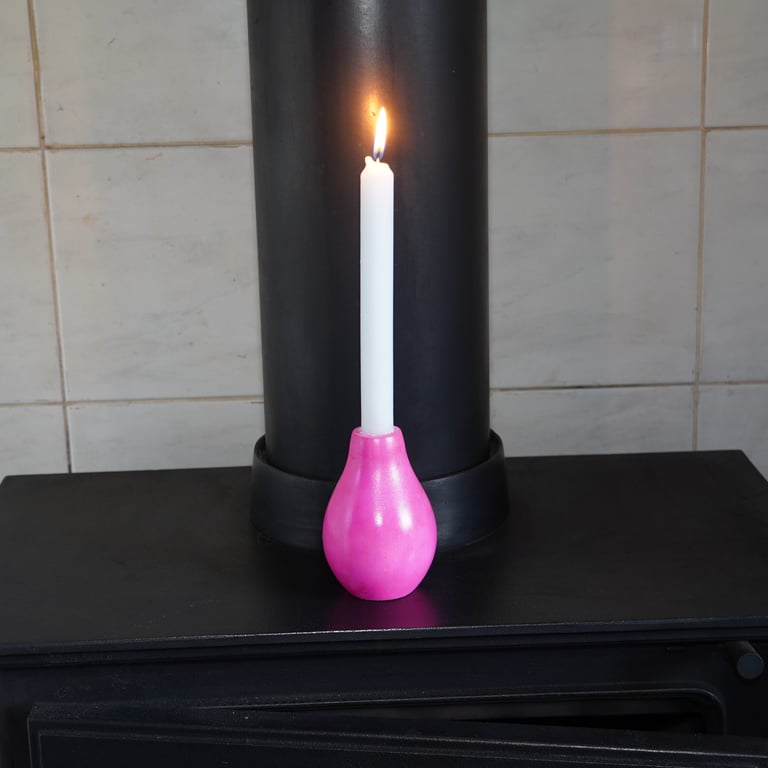 Turned wooden candle holder