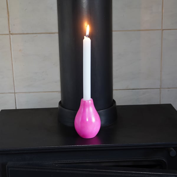 Turned wooden candle holder