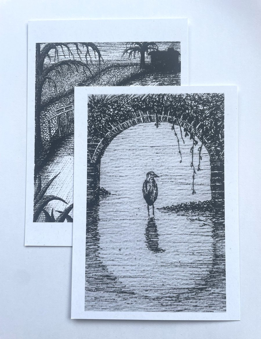 Heron and River A6 art prints