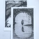 Heron and River A6 art prints