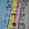 British Wildlife Tea Towel - blue, grey, pink and yellow