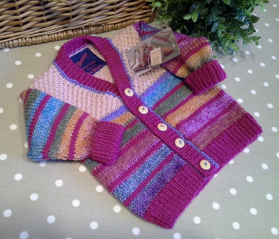 Girl's Hand Knitted Cardigan 12 - 18 months size   