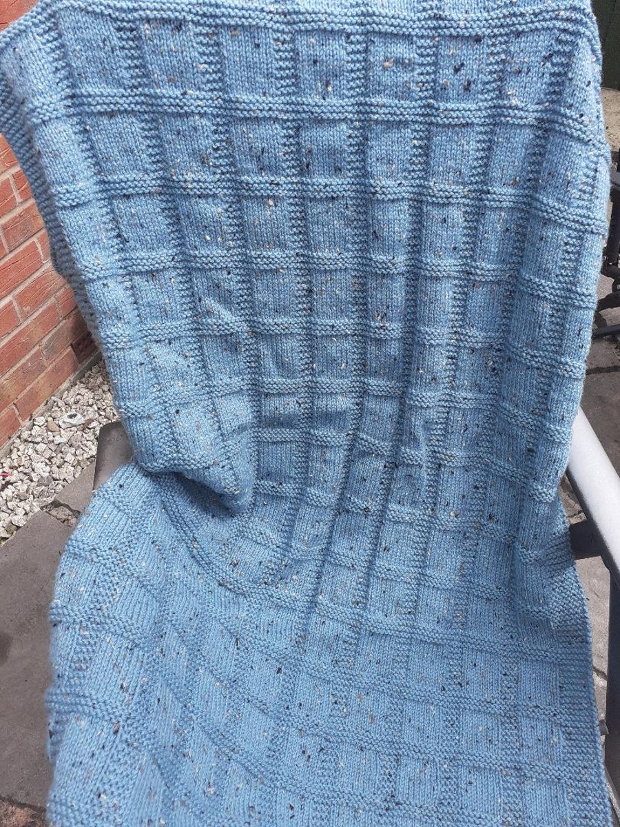 Hand-knitted Teal Basket Weave Banket - Throw for bed or sofa!