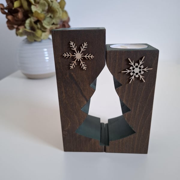 Tea Light Holder, Handmade Wooden Holiday Decor