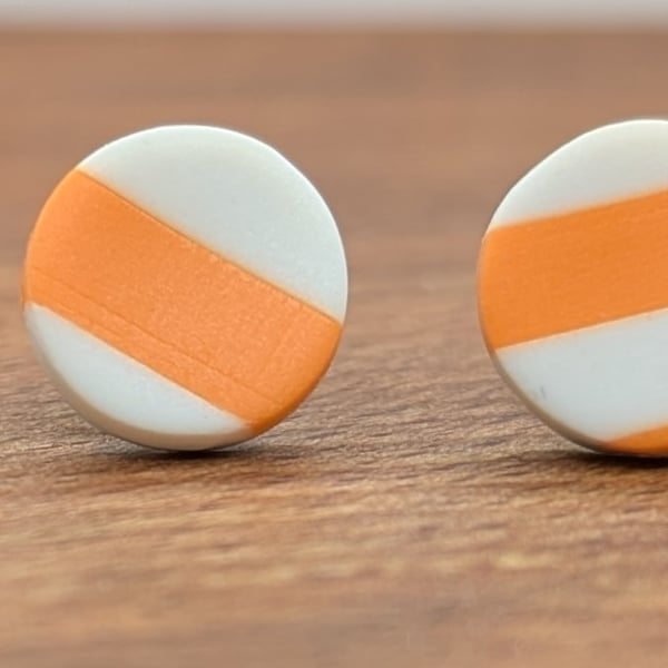 Orange white stud earrings 