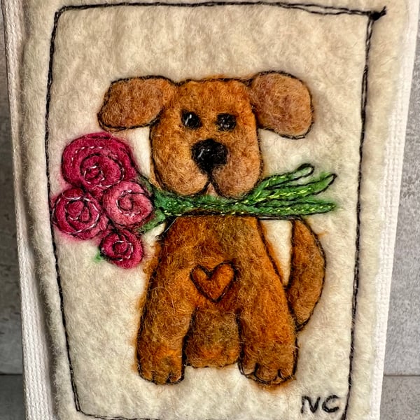 Dog with roses