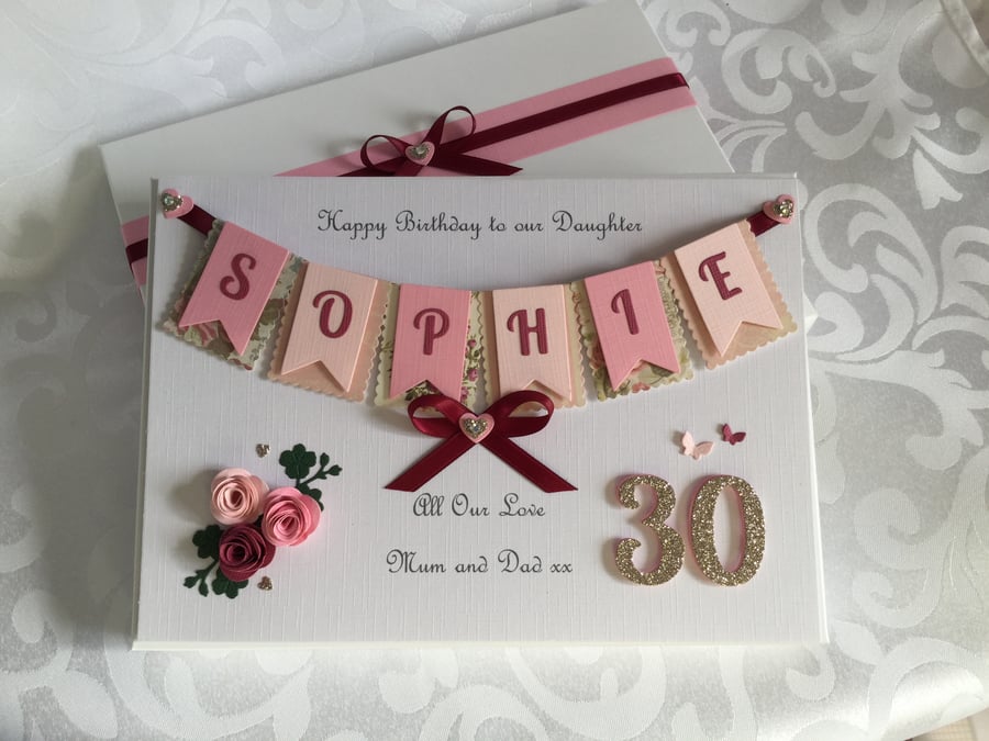 Personalised Birthday Card Gift Boxed Daughter Mum Wife Granddaughter 21 30 40 