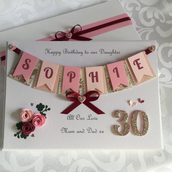 Personalised Birthday Card Gift Boxed Daughter Mum Wife Granddaughter 21 30 40 