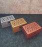 Handmade wooden jewelry box: Painted keepsake box with golden clasp.