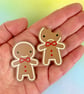 Gingerbread Man Wooden Pin or Brooch - Kawaii Christmas - Image 4