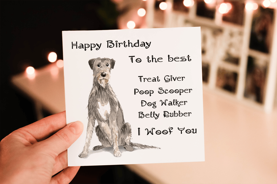 Irish Wolf Hound Dog Birthday Card, Dog Birthday Card, Personalized Dog Breed