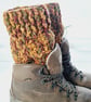 Autumn Russet Boot Cuffs, Cosy Crochet Aran Leg Warmers