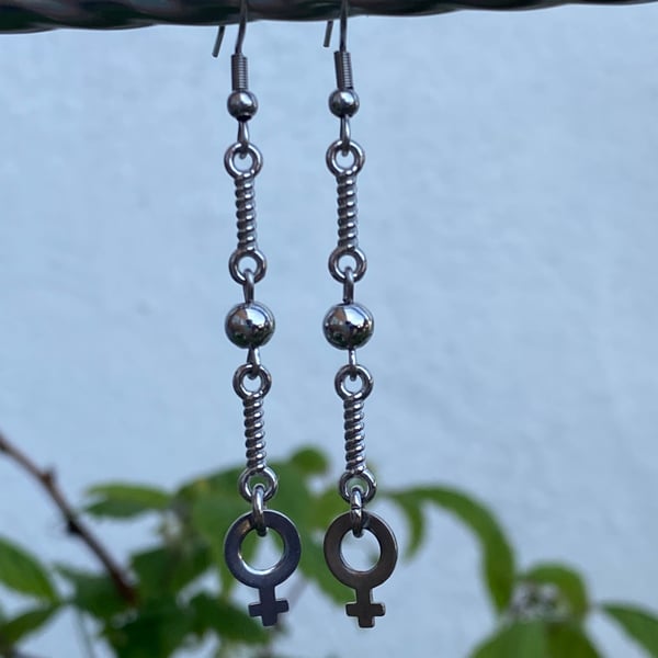 Venus,Female Symbol Earrings 