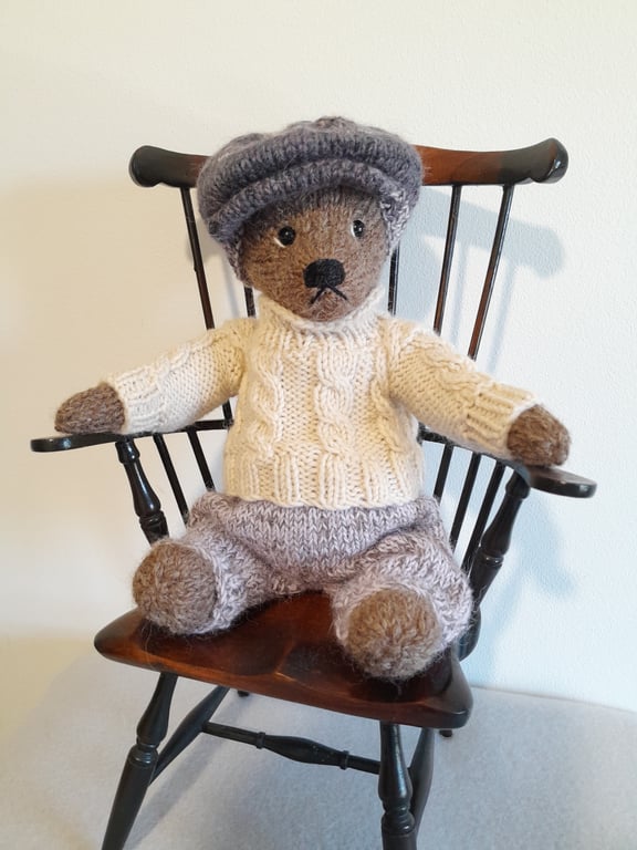 Knitted Mohair Bear, Traditional Teddy Bear 
