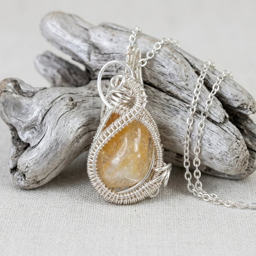 Wire Wrapped Citrine Necklace
