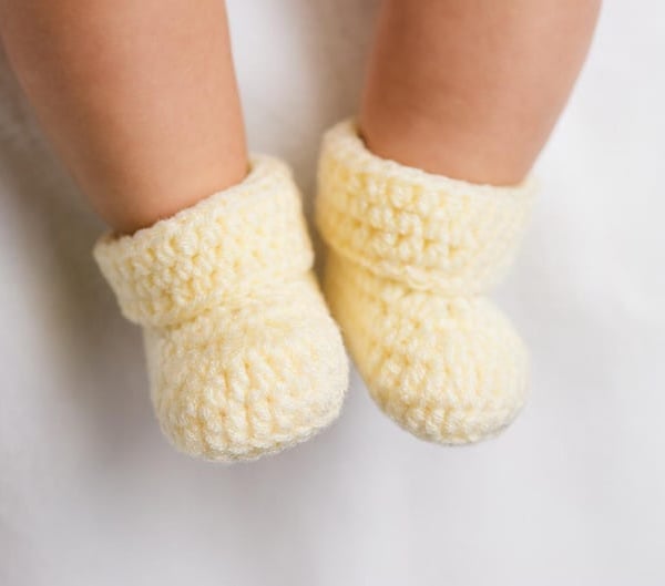 Gender-Neutral Crocheted Lemon Baby Booties, Cot Crib Shoes, Infant Slip-On 