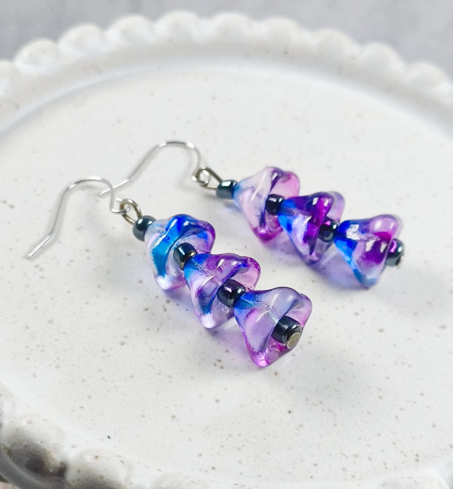 Purple Flower Earrings