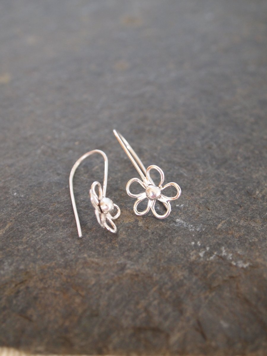 Sterling Silver Flower Drop Earrings