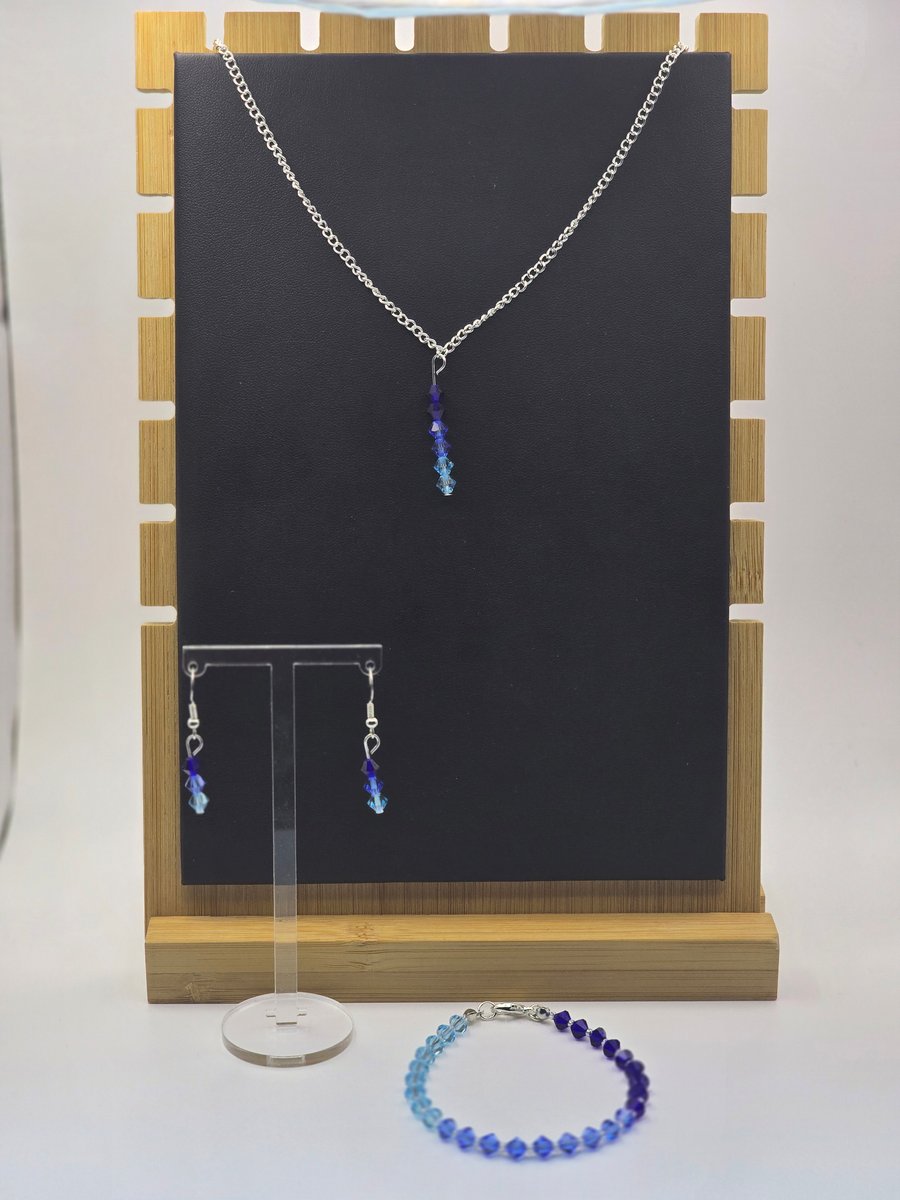 Preciosa Crystal Bracelet jewellery set - Blue ombre