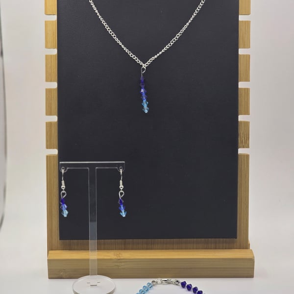 Preciosa Crystal Bracelet jewellery set - Blue ombre